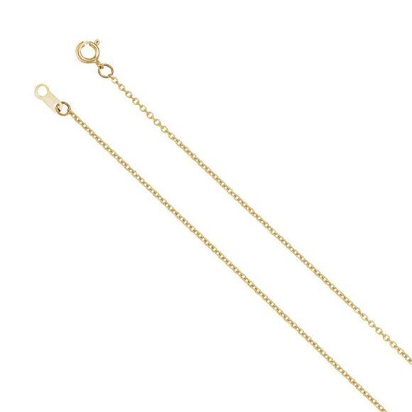 10k Yellow Gold 1mm Solid Cable Chain Necklace, 16 Inch - Picture 1 of 5